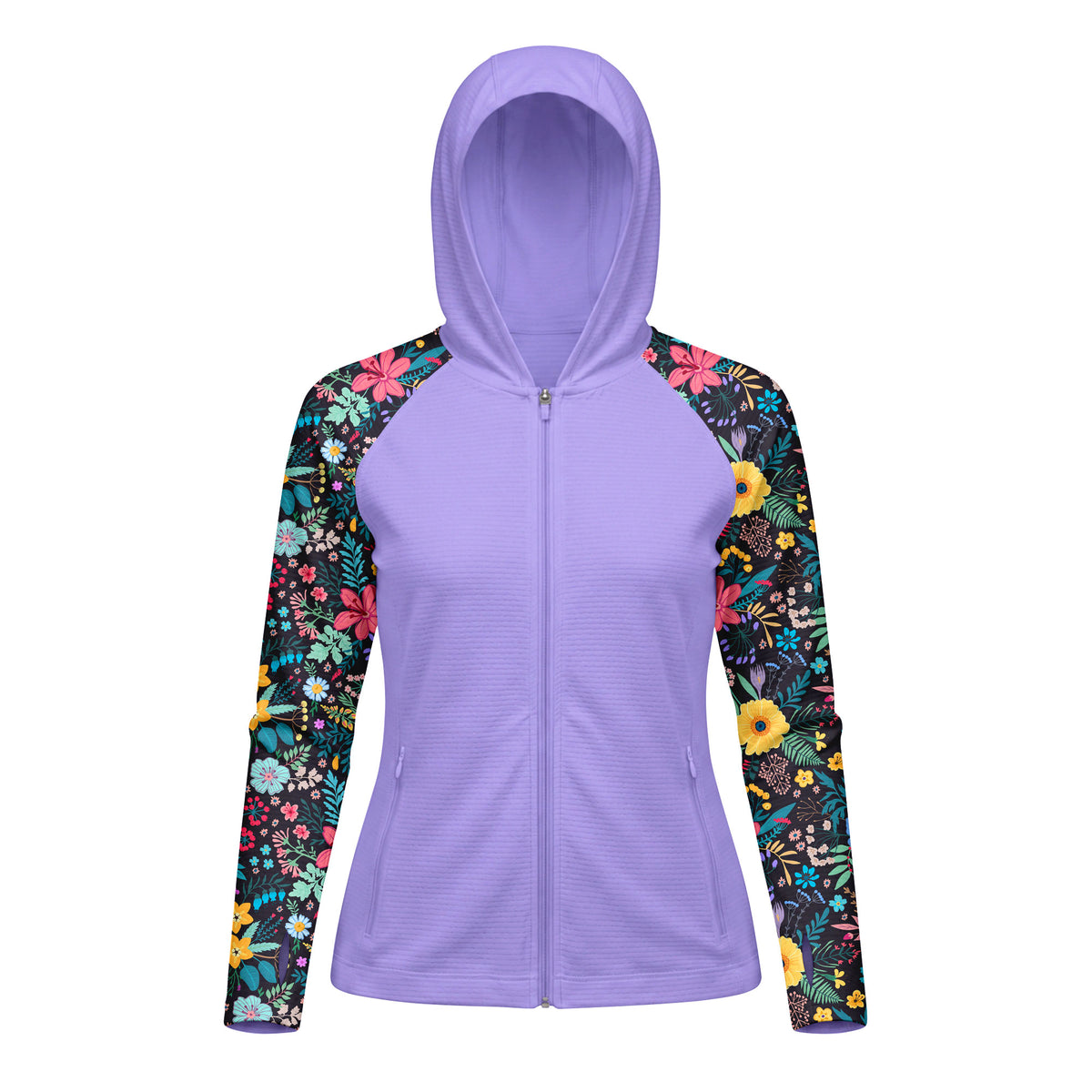 UV Zip Hoodie – Midnight Wildflower